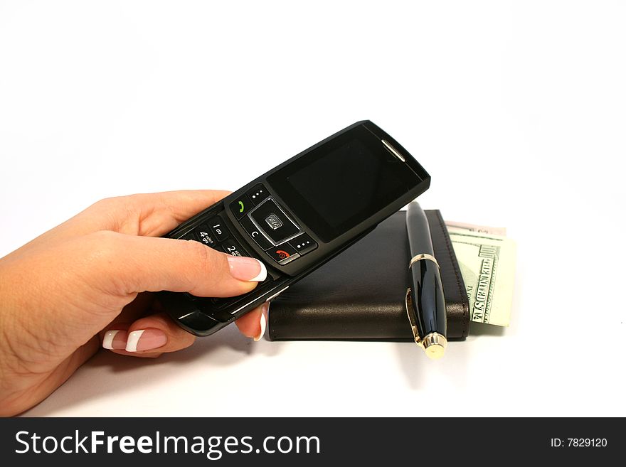 Woman hand holding mobile phone