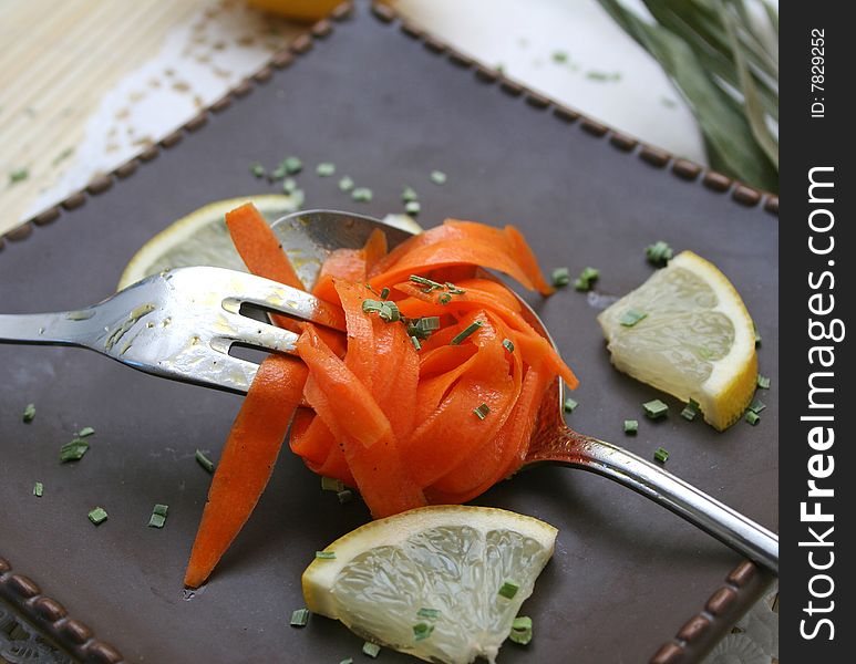 A fresh salad, of carrots with spices
