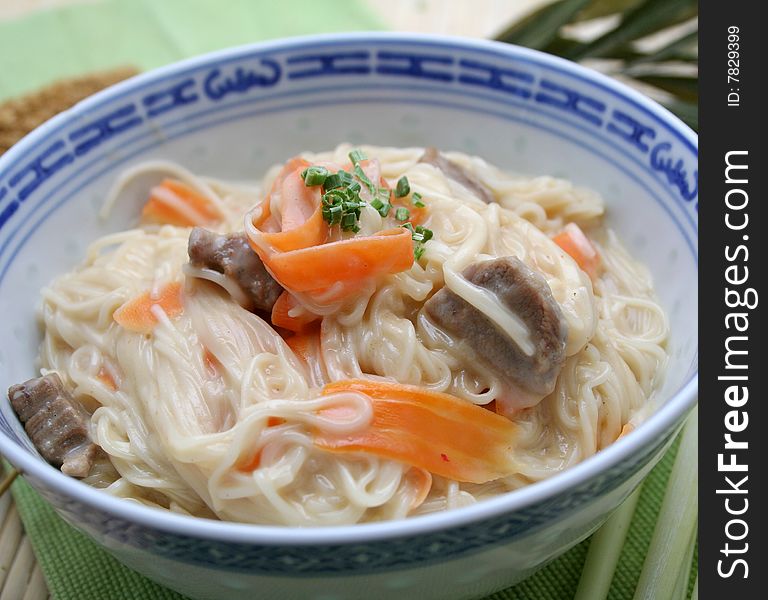 Asian somen noodles with fresh vegetables. Asian somen noodles with fresh vegetables