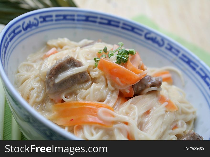 Asian somen noodles with fresh vegetables. Asian somen noodles with fresh vegetables