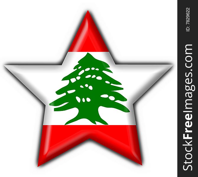 Lebanon button flag star shape