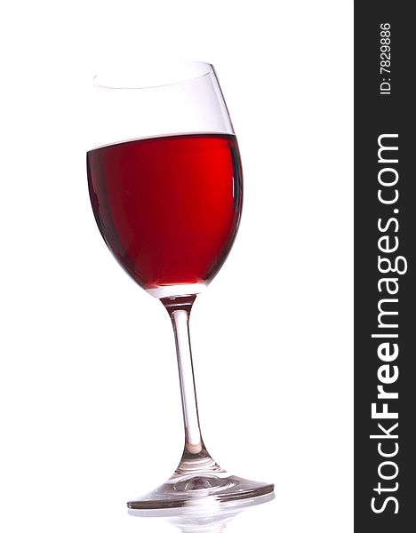 Glass with red wine on white background