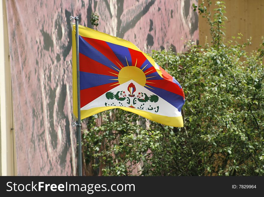 Flag of Tibet, blowing in the wind