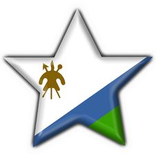 Lesotho Button Flag Star Shape Stock Image