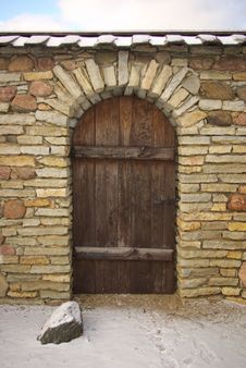 Wooden Door In Stone Wall Royalty Free Stock Photo Wooden Door In Stone Wall Royalty Free Stock Photo