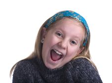 Ecstatic Girl In Sweater Stock Photo