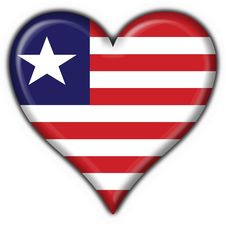 Liberia Button Flag Heart Shape Stock Photos
