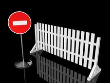 Traffic Fence With Sign Royalty Free Stock Photos