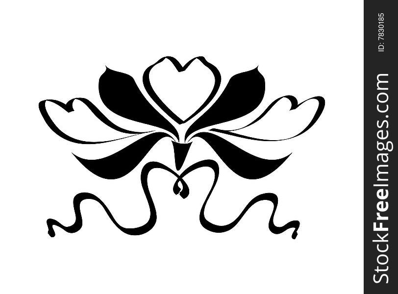 Floral silhouette, element for design, vector tattoo. Floral silhouette, element for design, vector tattoo
