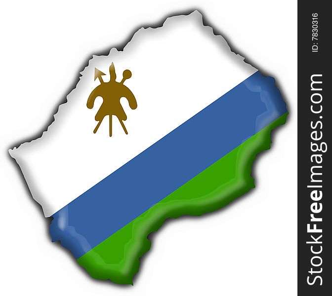 Lesotho button flag map shape - 3d made