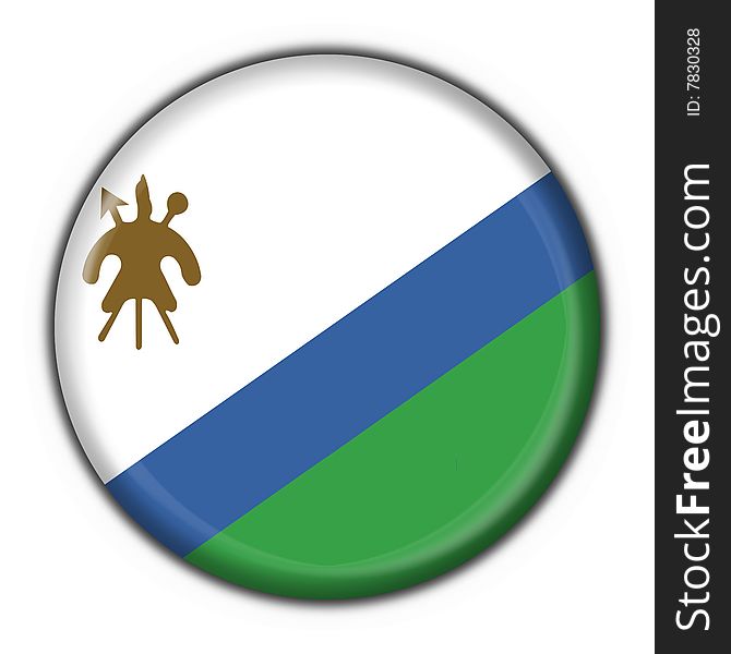 Lesotho Button Flag Round Shape