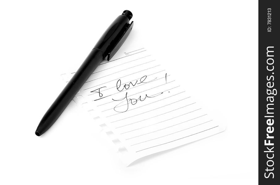 Note with black pen on a white background. Note with black pen on a white background