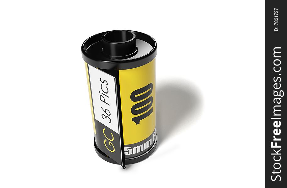 A yellow film roll with the white background