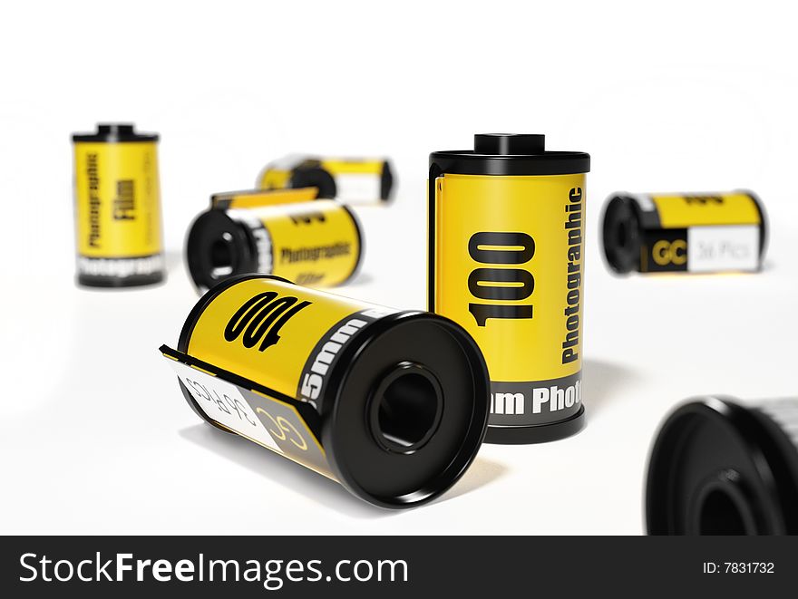 A yellow film roll with the white background