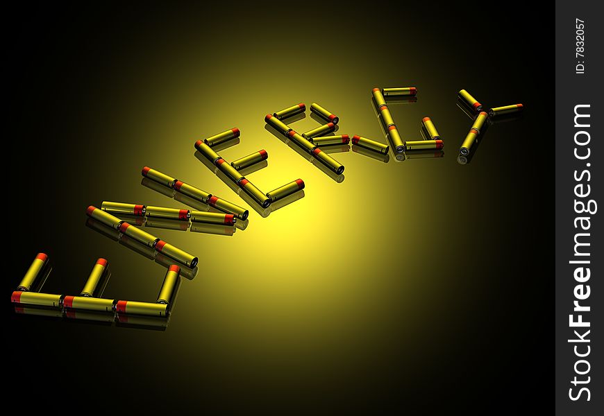 3d batteries isolated in color background