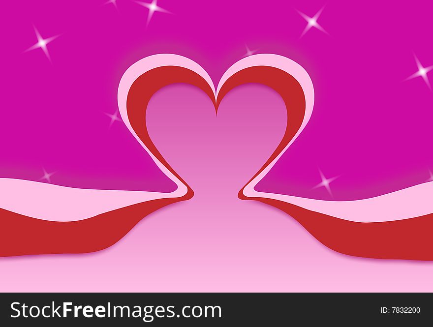 Heart to Valentine vector illustration with twinkle stars