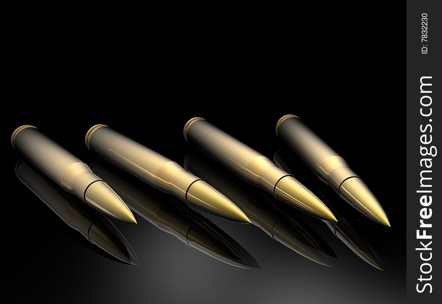 Bullets isolated in black background