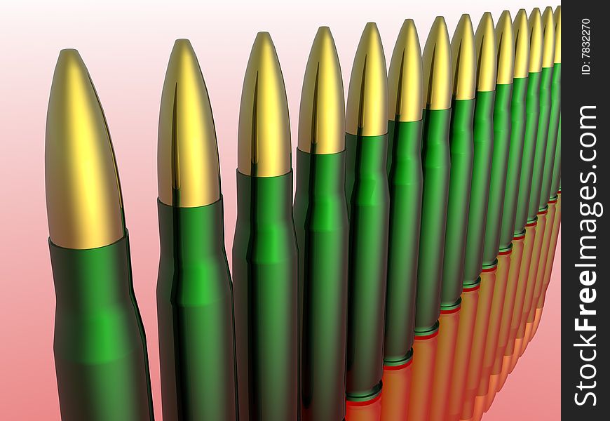 Bullets isolated in red background