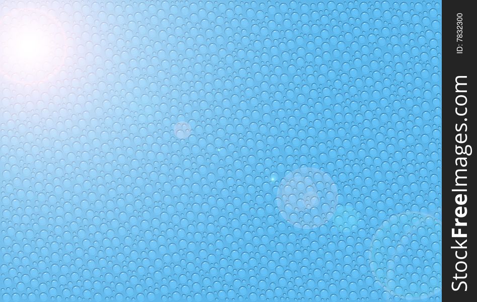 Illustration of water drops on blue background