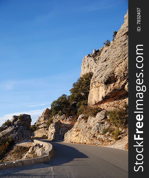 View on a road in mountains, France