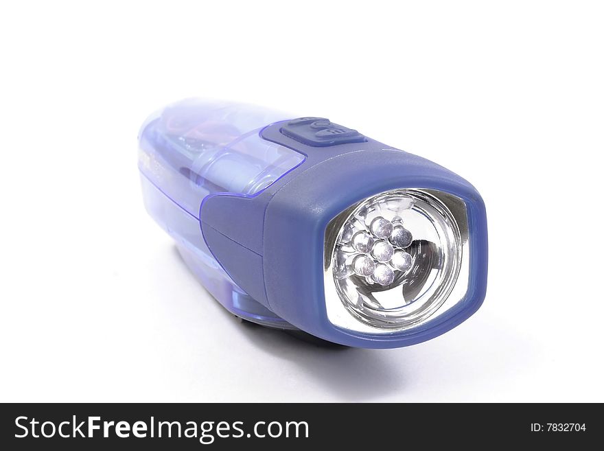 Flashlight closeup on isolated on white. Flashlight closeup on isolated on white