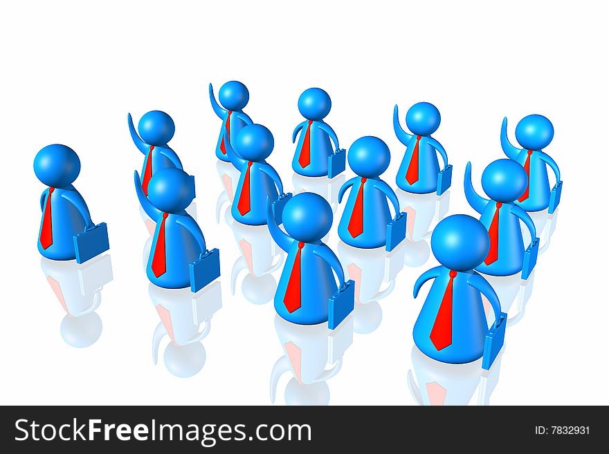 Businessmans voting 3d illustration isolated in white background