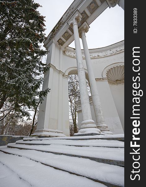 Winter architecture - columns and stairs