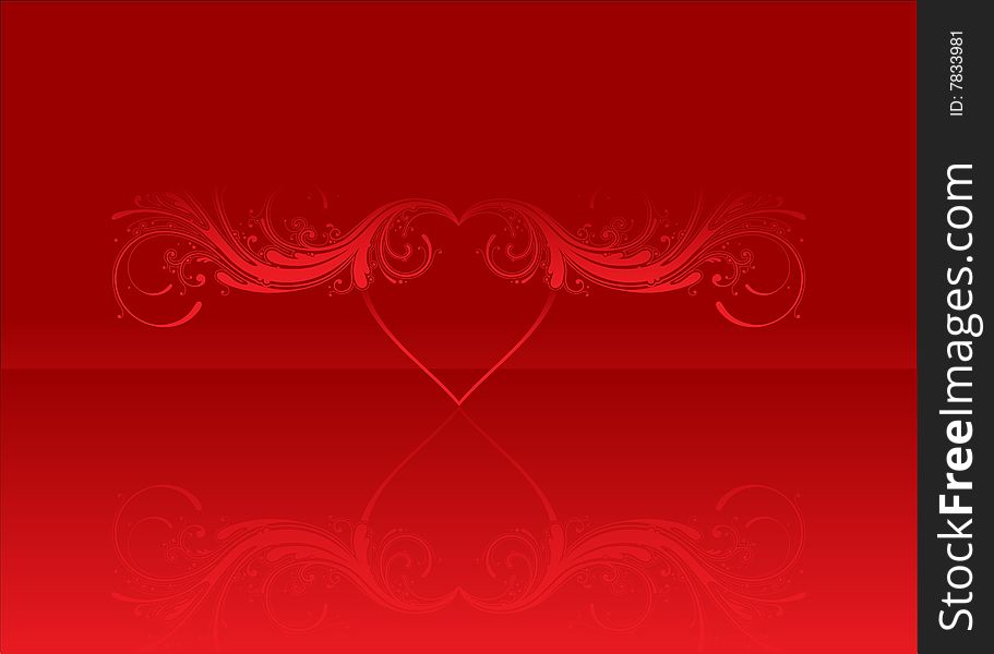 Valentines Day background with Hearts, floral and wave pattern, element for design, vector illustration