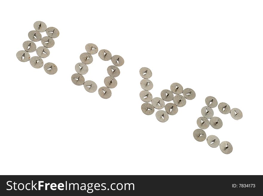 Isolated photo of word love fabricated of pushpins