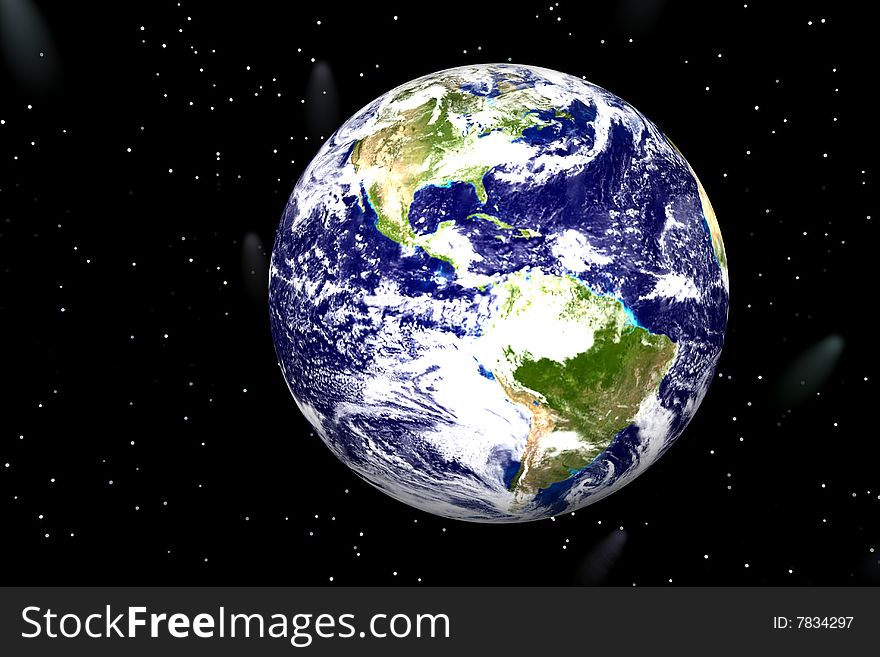 Earth on the sky background