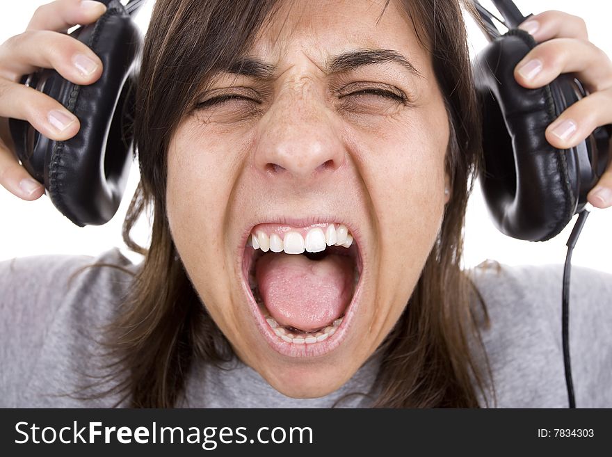 Teenager Shouting With Headphones
