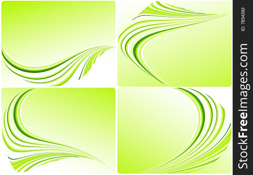 Four vector green templates for busines cards