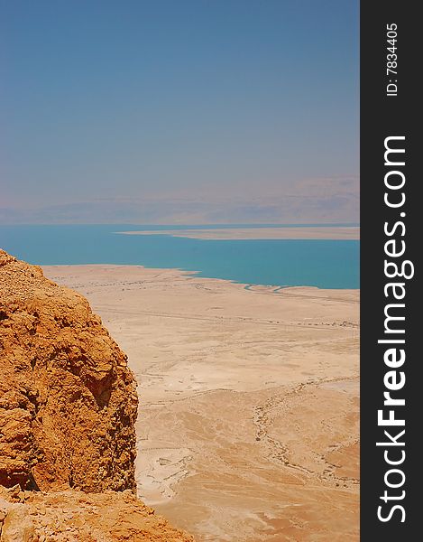 Dead Sea view from Masada, lowest place on earth