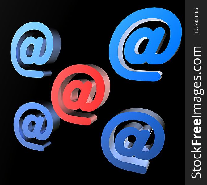 Email symbol isolated in black background