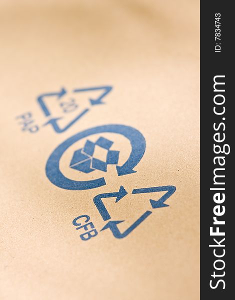 Recycling sign on cardboard. Consept of recycle