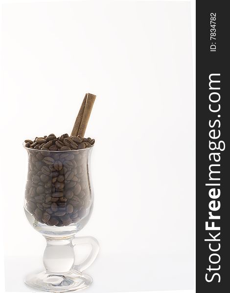 Seeds of coffee in high glass. Seeds of coffee in high glass