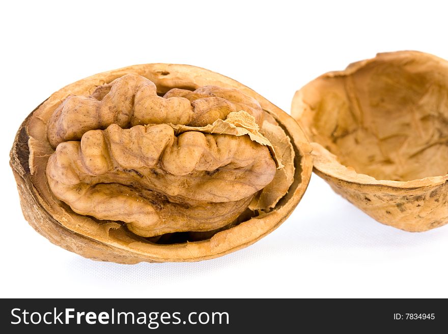 Walnuts isolated on a white background. Walnuts isolated on a white background