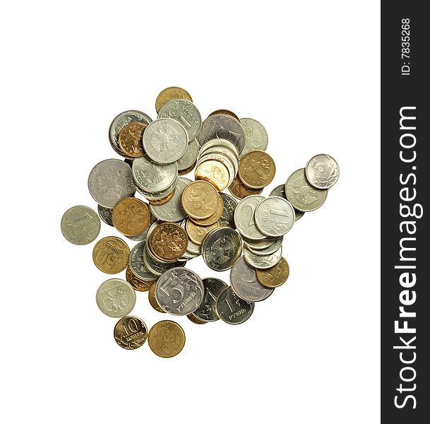 Coins on white- isolated 3