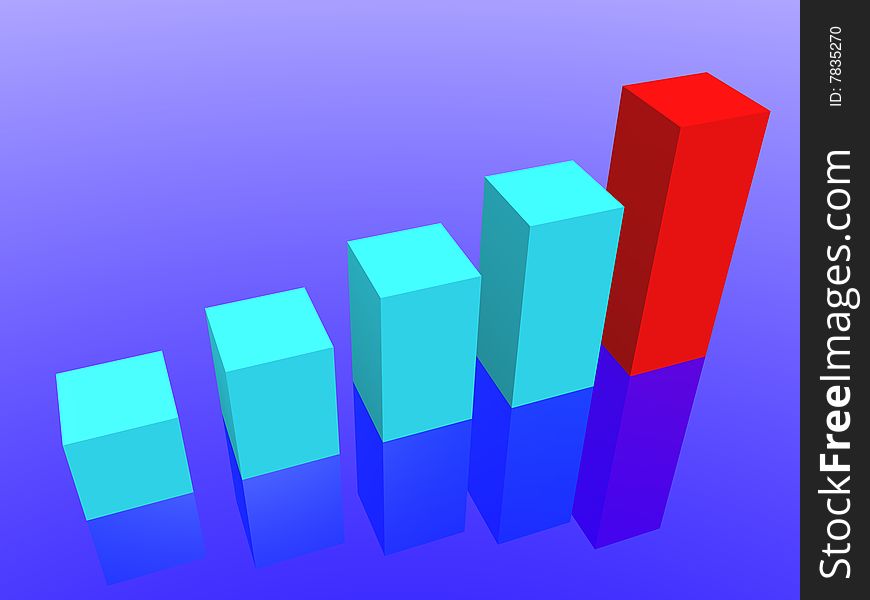 Graph of success  isolated in blue background