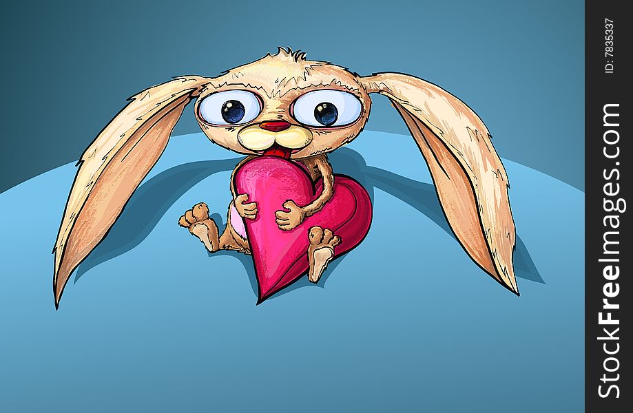 Lovely rabbit and heart ( illustration)