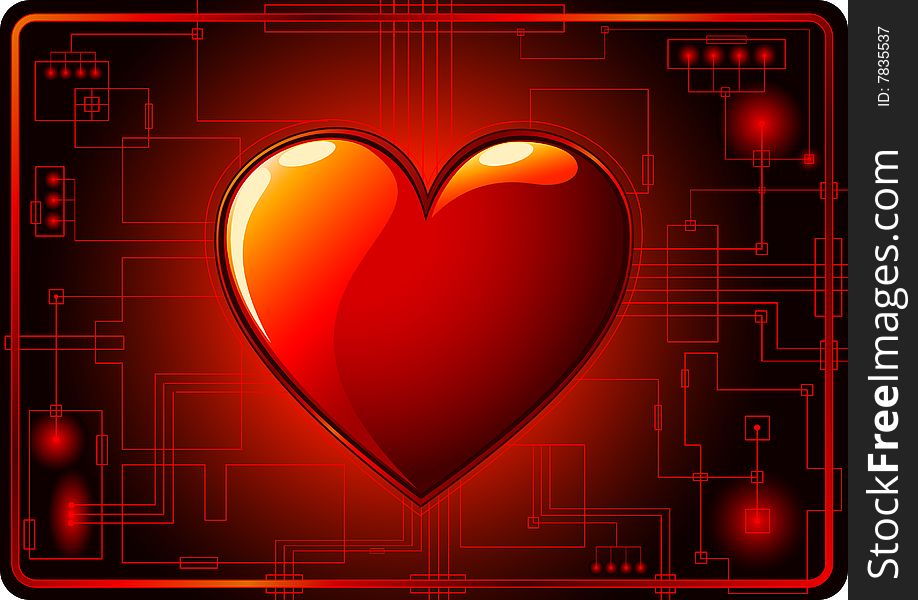 Dark Valentines Day Background with Shiny Heart. Additional vector format in EPS (v.8).