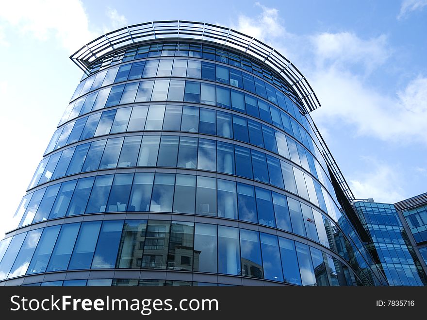 Vivid blue and turquoise office building. Vivid blue and turquoise office building.