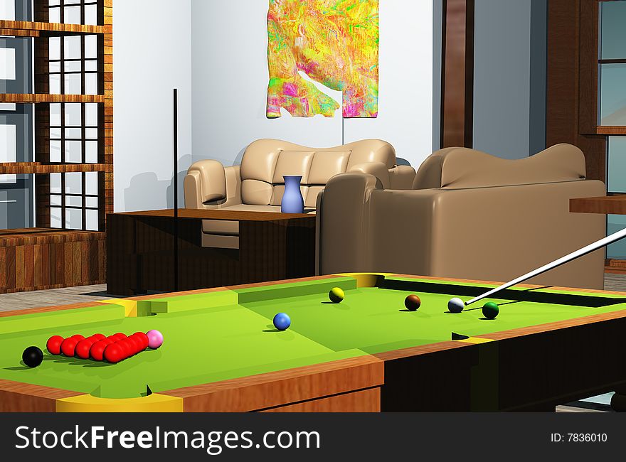 Illustration of the Snooker room