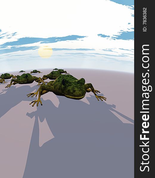 Ecological Abstract With Frogs