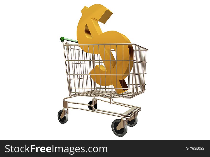 A 3d Rendered Image of a shopping Trolley. A 3d Rendered Image of a shopping Trolley