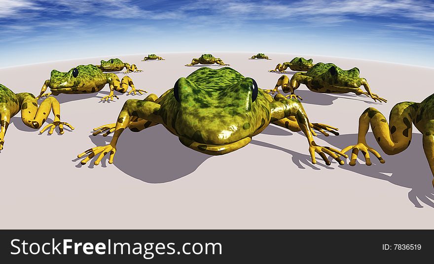 Illustration of ecological abstract with frogs