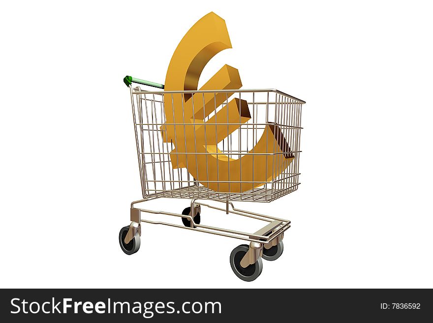 A 3d Rendered Image of a shopping Trolley. A 3d Rendered Image of a shopping Trolley