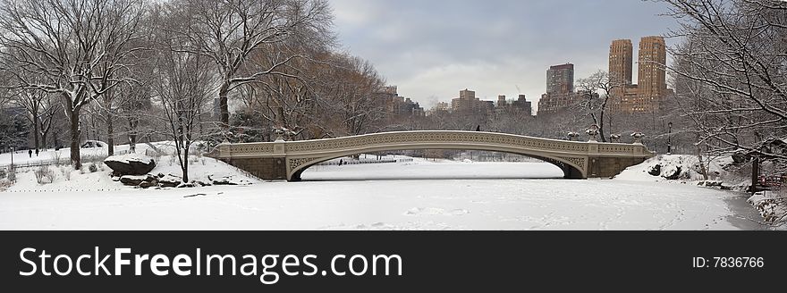 Central Park panoramic in winter after snow storm. Central Park panoramic in winter after snow storm