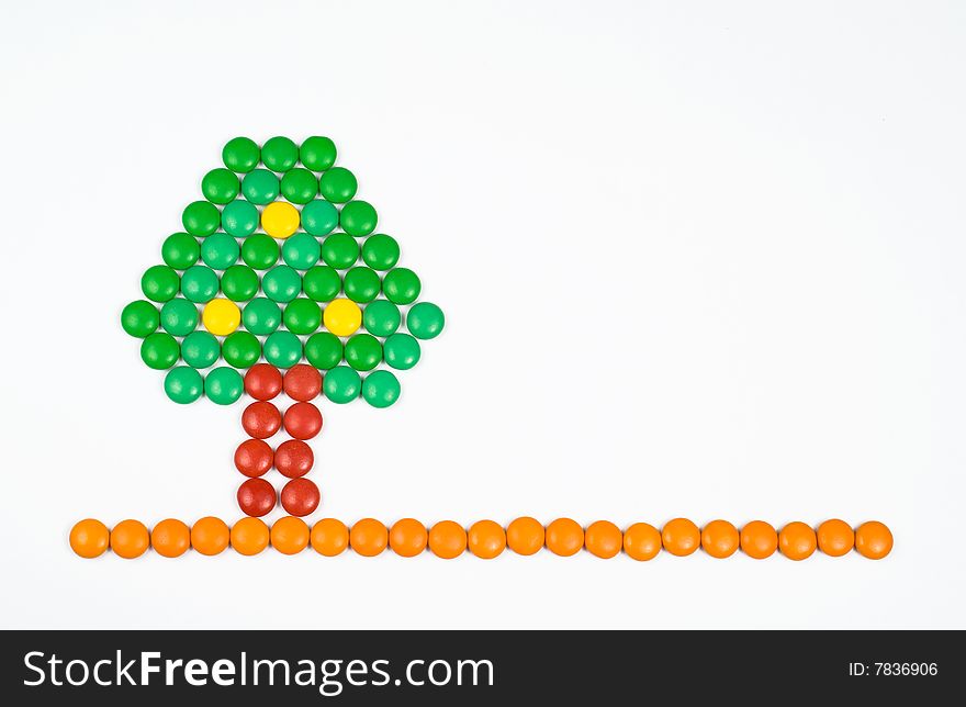Tree made from chocolate candies. Tree made from chocolate candies