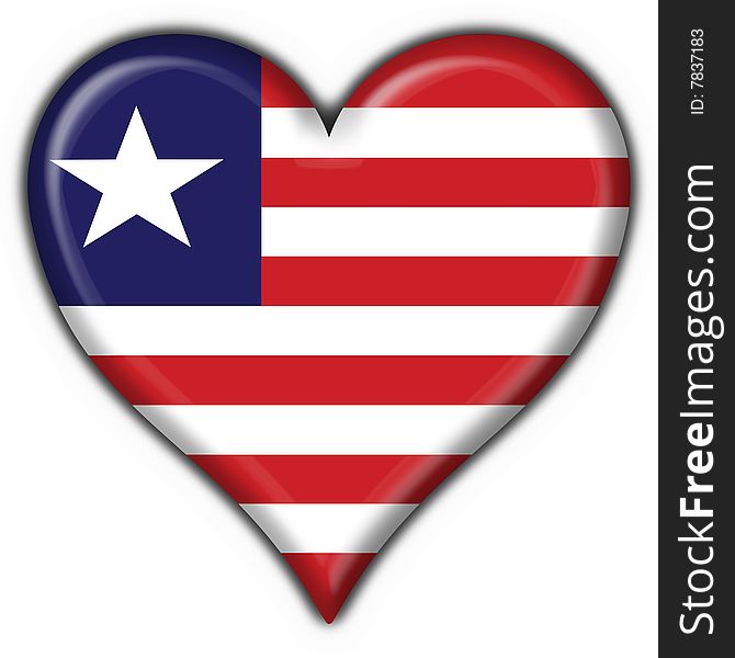 Liberia Button Flag Heart Shape